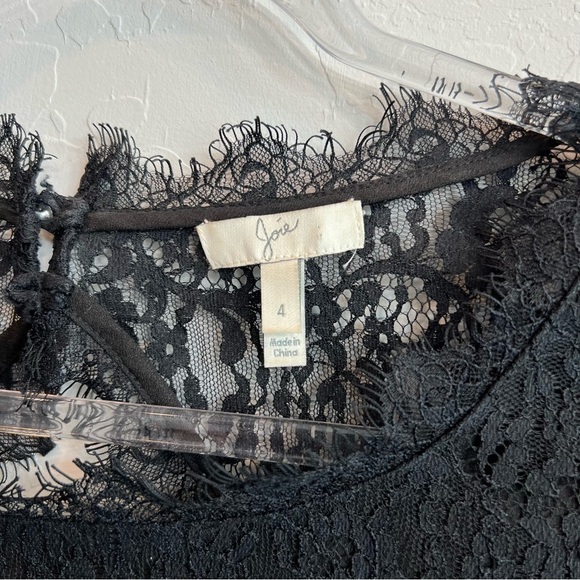 Joie Women's Nali Lace Romper Jumpsuit Cutout Back 3/4 Sleeve Black 4 - Picture 5 of 8